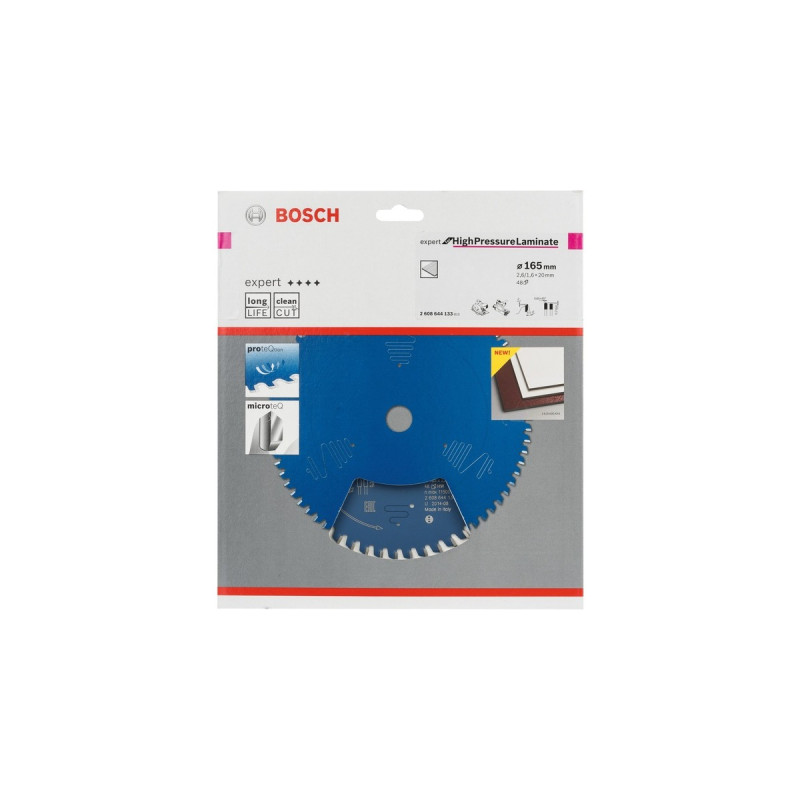 Bosch Kreissägeblatt Expert for High Pressure Laminate, Ø 165mm, 48Z(Bohrung 20mm, für Handkreissägen)