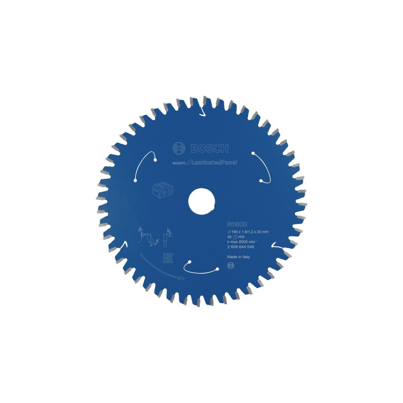 Bosch Kreissägeblatt Expert for Laminated Panel, Ø 160mm, 48Z(Bohrung 20mm, für Akku-Handkreissägen)