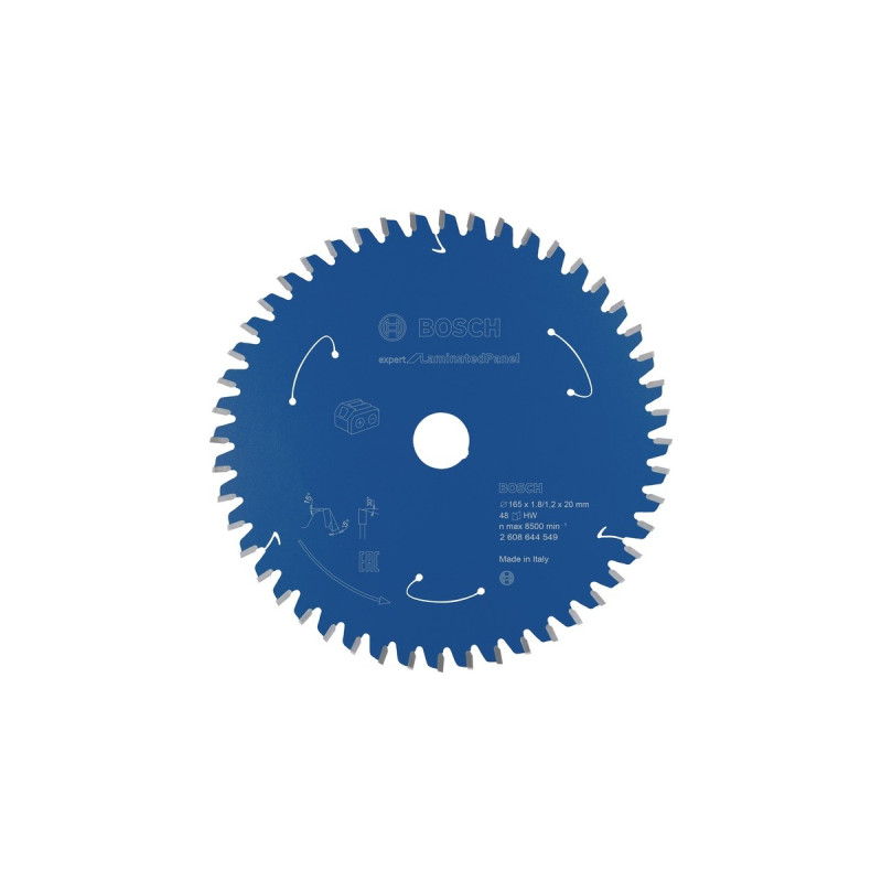 Bosch Kreissägeblatt Expert for Laminated Panel, Ø 165mm, 48Z(Bohrung 20mm, für Akku-Handkreissägen)