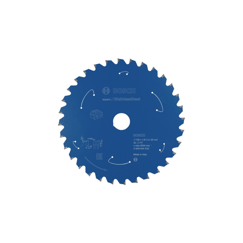 Bosch Kreissägeblatt Expert for Stainless Steel, Ø 150mm, 32Z(Bohrung 20mm, für Akku-Handkreissägen)