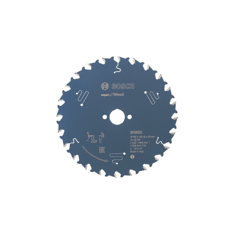 Bosch Kreissägeblatt Expert for Wood, Ø 160mm, 24Z(Bohrung 20mm, für Handkreissägen)