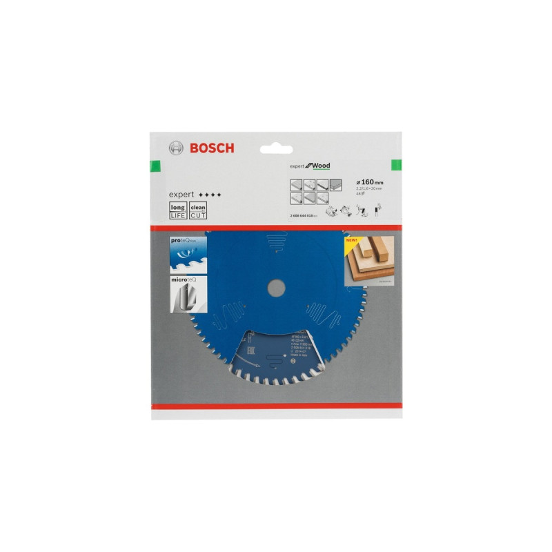 Bosch Kreissägeblatt Expert for Wood, Ø 160mm, 48Z(Bohrung 20mm, für Handkreissägen)