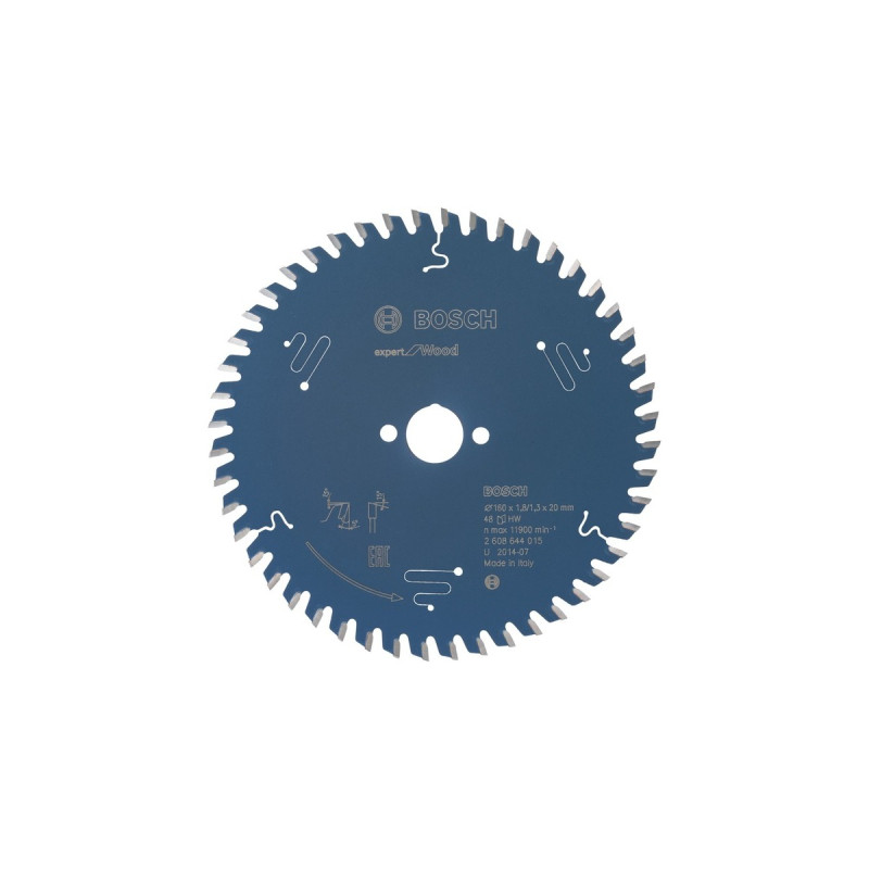Bosch Kreissägeblatt Expert for Wood, Ø 160mm, 48Z(Bohrung 20mm, für Handkreissägen)