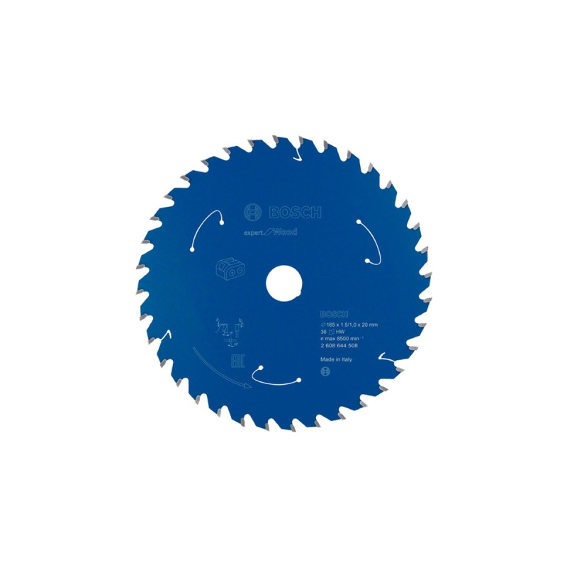 Bosch Kreissägeblatt Expert for Wood, Ø 165mm, 36Z(Bohrung 20mm, für Akku-Handkreissägen)
