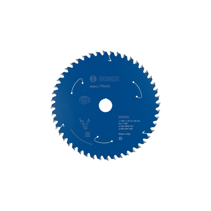 Bosch Kreissägeblatt Expert for Wood, Ø 165mm, 48Z(Bohrung 20mm, für Akku-Handkreissägen)
