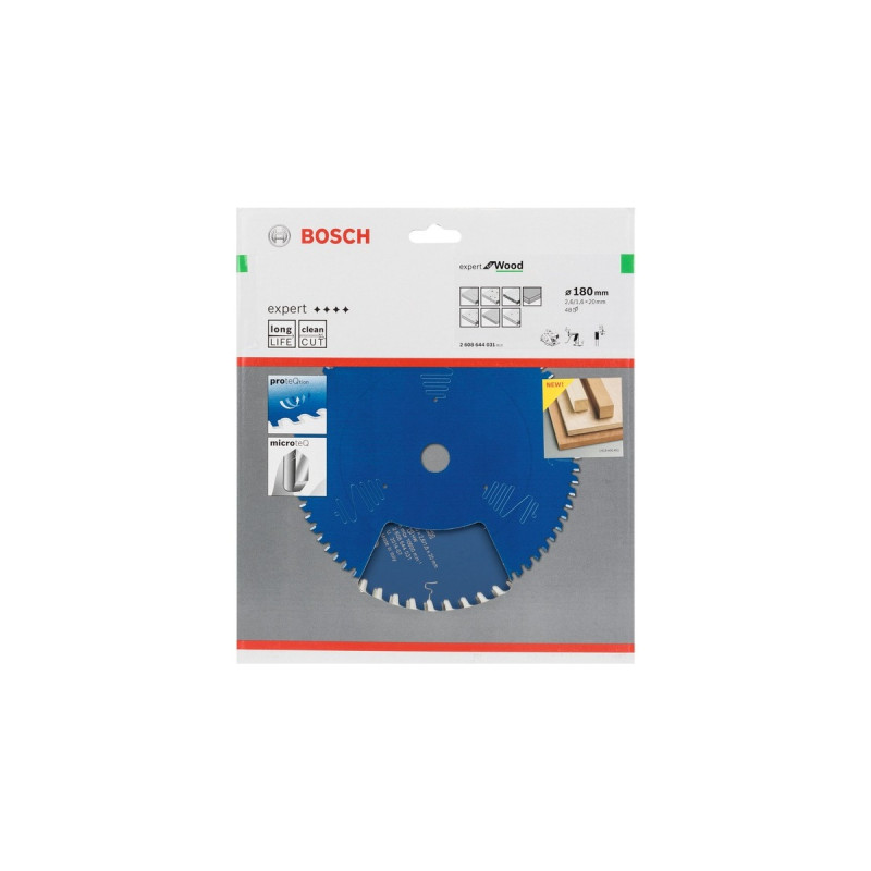 Bosch Kreissägeblatt Expert for Wood, Ø 180mm, 48Z(Bohrung 20mm, für Handkreissägen)