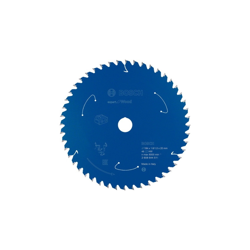 Bosch Kreissägeblatt Expert for Wood, Ø 184mm, 48Z(Bohrung 20mm, für Akku-Handkreissägen)