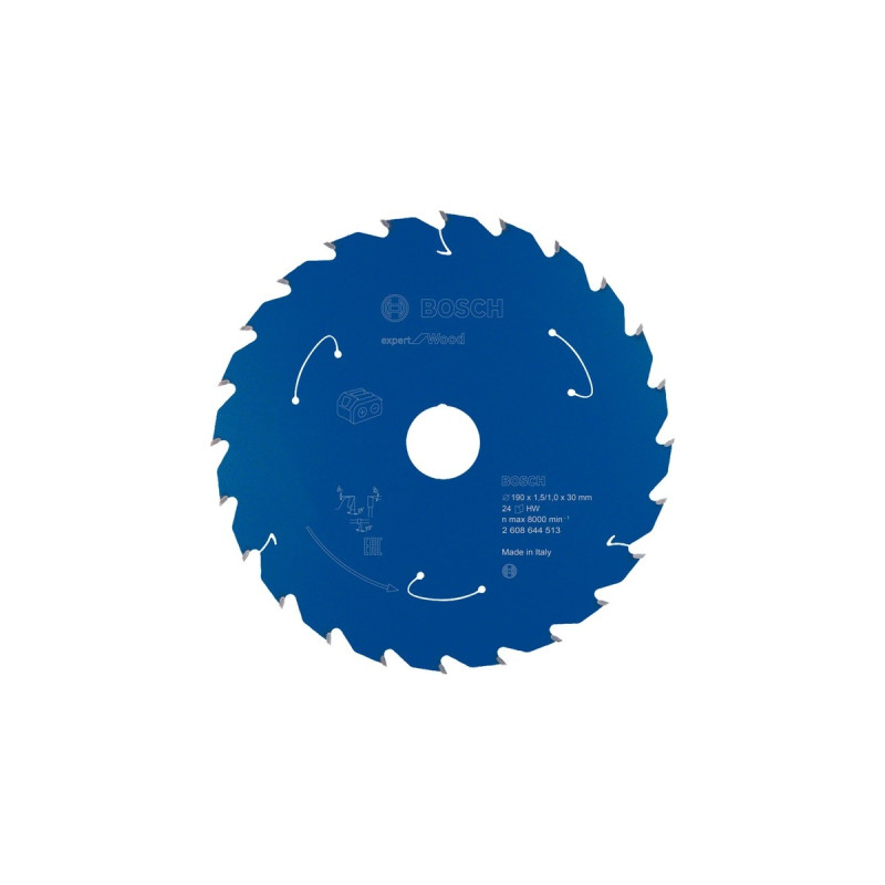 Bosch Kreissägeblatt Expert for Wood, Ø 190mm, 24Z(Bohrung 30mm, für Akku-Handkreissägen)