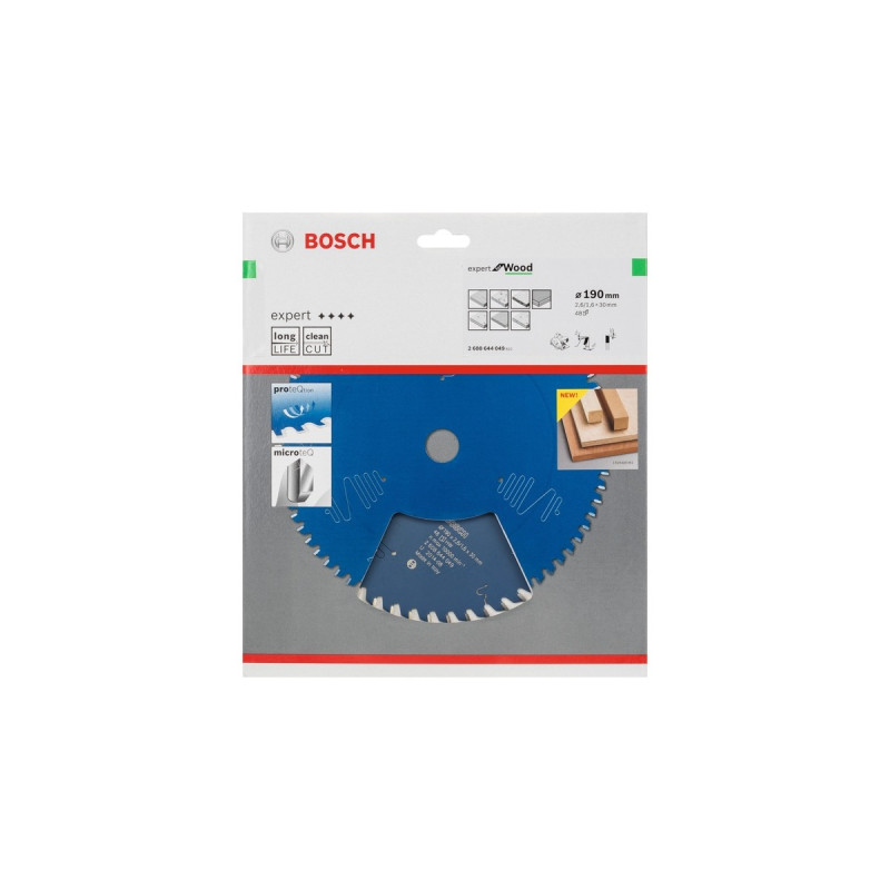 Bosch Kreissägeblatt Expert for Wood, Ø 190mm, 48Z(Bohrung 20mm, für Handkreissägen)