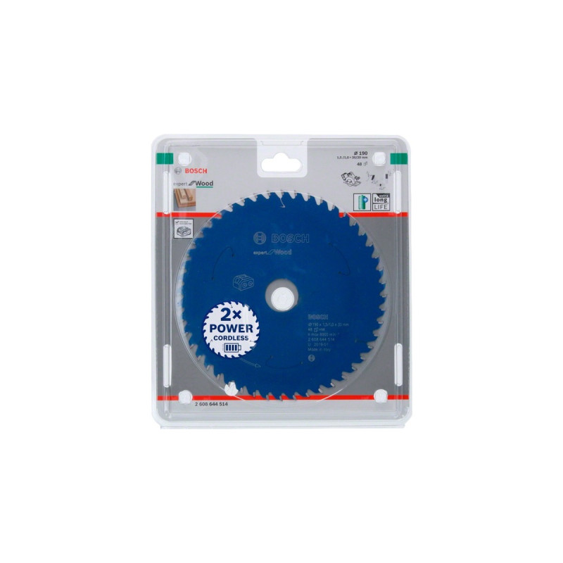 Bosch Kreissägeblatt Expert for Wood, Ø 190mm, 48Z(Bohrung 30mm, für Akku-Handkreissägen)