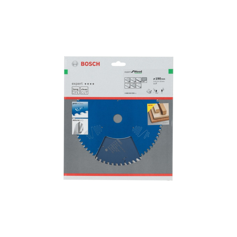Bosch Kreissägeblatt Expert for Wood, Ø 190mm, 56Z(Bohrung 30mm, für Handkreissägen)