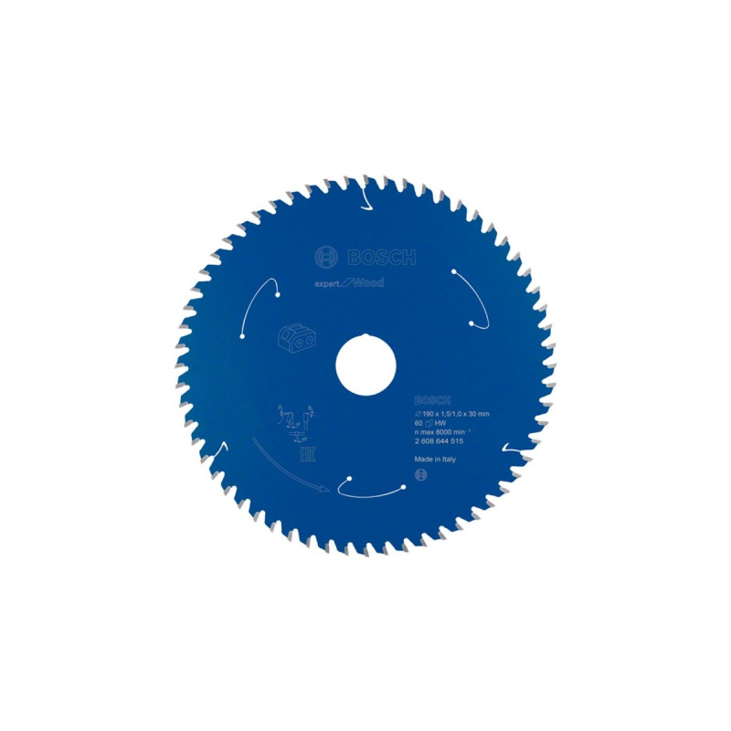 Bosch Kreissägeblatt Expert for Wood, Ø 190mm, 60Z(Bohrung 30mm, für Akku-Handkreissägen)