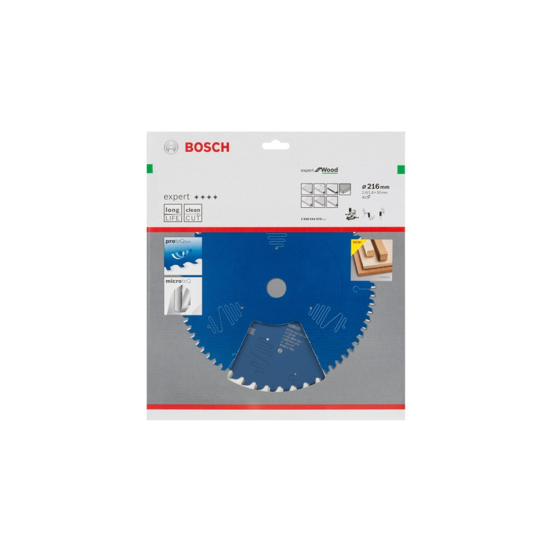 Bosch Kreissägeblatt Expert for Wood, Ø 216mm, 40Z(Bohrung 30mm, für Kapp- & Gehrungssägen)