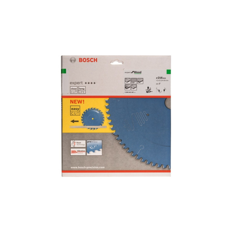 Bosch Kreissägeblatt Expert for Wood, Ø 216mm, 48Z(Bohrung 30mm, für Kapp- & Gehrungssägen)
