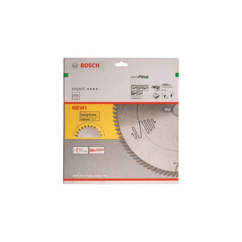 Bosch Kreissägeblatt Expert for Wood, Ø 250mm, 60Z(Bohrung 30mm, für Tischkreissägen)