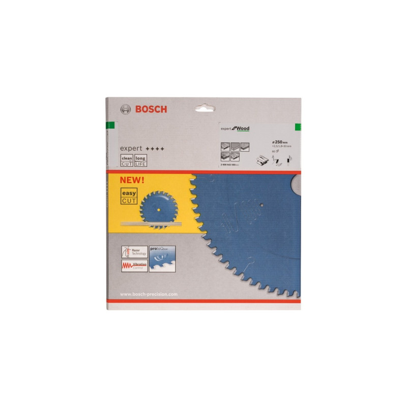 Bosch Kreissägeblatt Expert for Wood, Ø 250mm, 80Z(Bohrung 30mm, für Tischkreissägen)