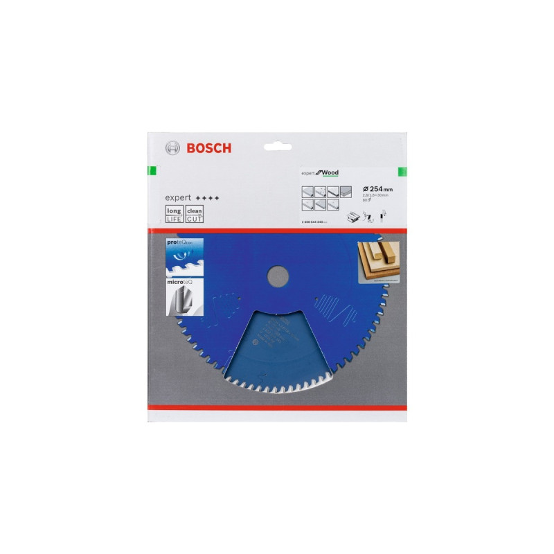 Bosch Kreissägeblatt Expert for Wood, Ø 254mm, 80Z(Bohrung 30mm, für Tischkreissägen)