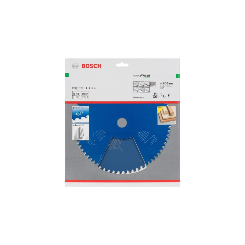 Bosch Kreissägeblatt Expert for Wood, Ø 260mm, 60Z(Bohrung 30mm, für Kapp- & Gehrungssägen)