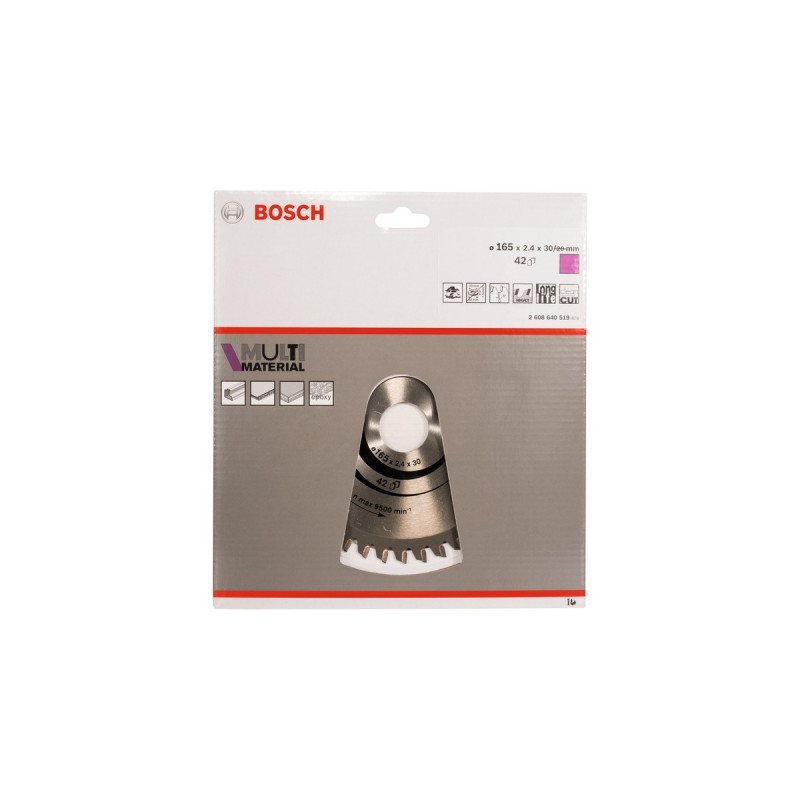 Bosch Kreissägeblatt Multi Material, Ø 165mm, 42Z(Bohrung 30mm, für Handkreissägen)