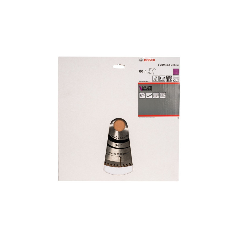 Bosch Kreissägeblatt Multi Material, Ø 210mm, 80Z(Bohrung 30mm, für Kapp- & Gehrungssägen)