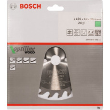 Bosch Kreissägeblatt Optiline Wood, Ø 150mm, 24Z(Bohrung 20mm, für Handkreissägen)