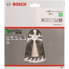 Bosch Kreissägeblatt Optiline Wood, Ø 150mm, 36Z(Bohrung 20mm, für Handkreissägen)