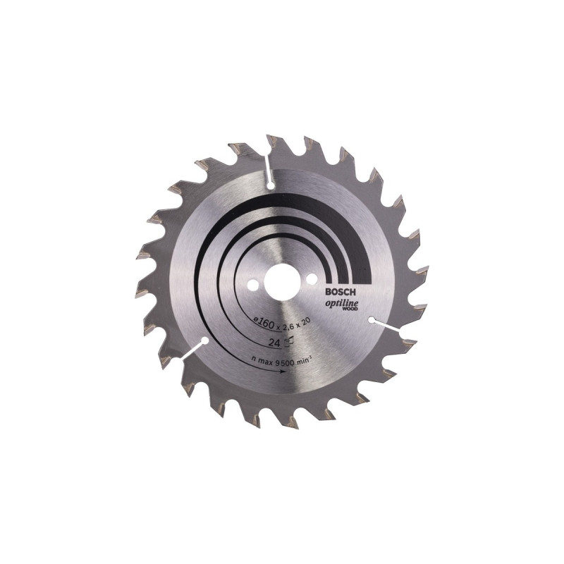 Bosch Kreissägeblatt Optiline Wood, Ø 160mm, 24Z(Bohrung 20mm, für Handkreissägen)