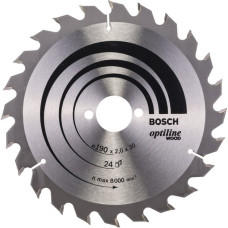 Bosch Kreissägeblatt Optiline Wood, Ø 190mm, 24Z(Bohrung 30mm, für Handkreissägen)