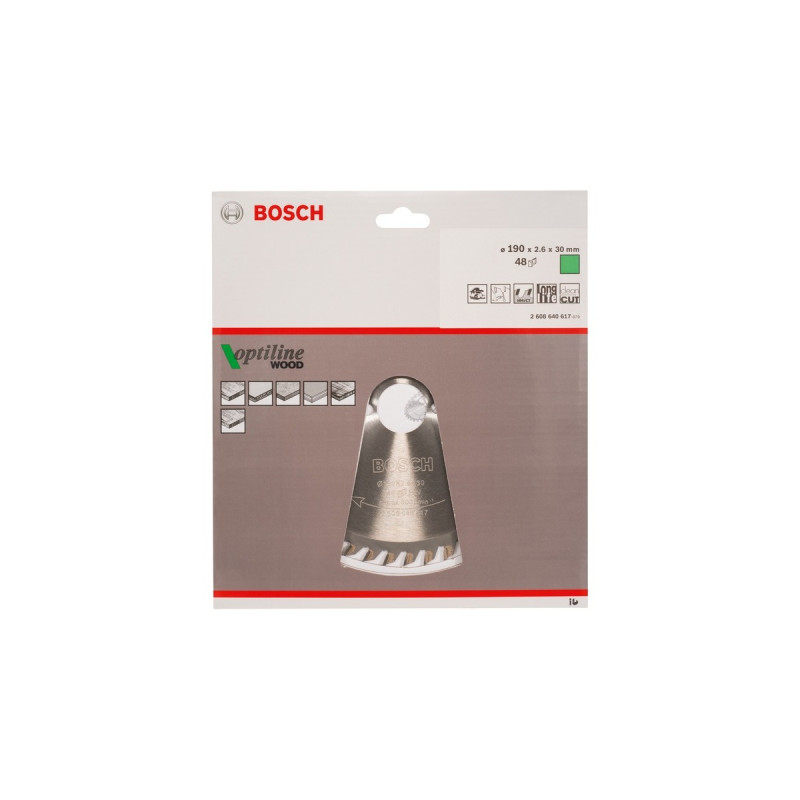 Bosch Kreissägeblatt Optiline Wood, Ø 190mm, 48Z(Bohrung 30mm, für Handkreissägen)