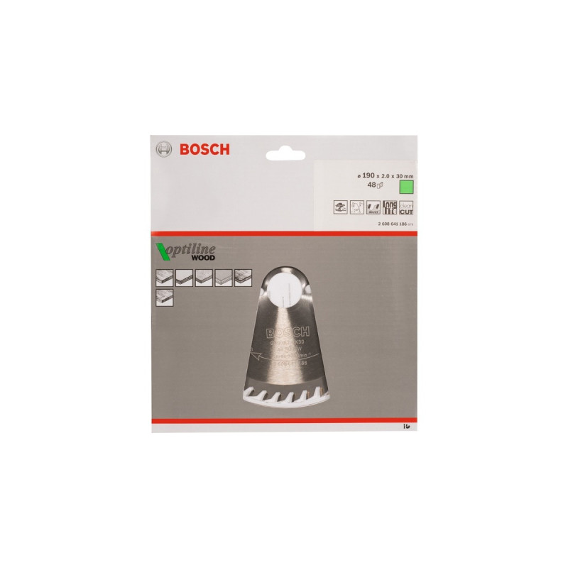 Bosch Kreissägeblatt Optiline Wood, Ø 190mm, 48Z(Bohrung 30mm, für Handkreissägen)