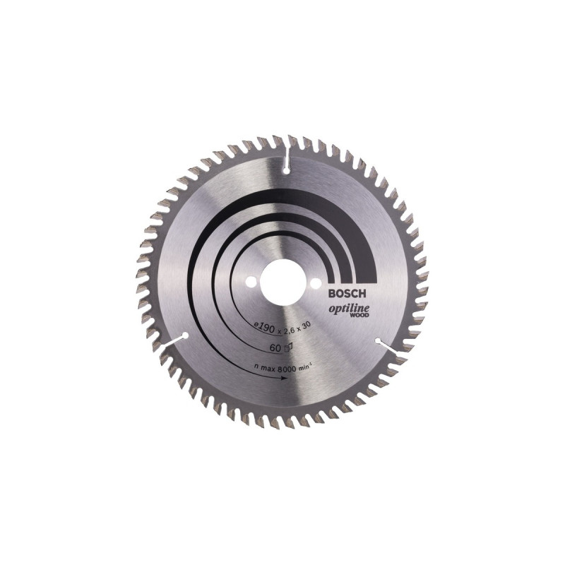 Bosch Kreissägeblatt Optiline Wood, Ø 190mm, 60Z(Bohrung 30mm, für Handkreissägen)