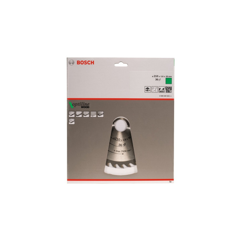 Bosch Kreissägeblatt Optiline Wood, Ø 210mm, 36Z(Bohrung 30mm, für Handkreissägen)