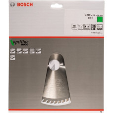 Bosch Kreissägeblatt Optiline Wood, Ø 210mm, 60Z(Bohrung 30mm, für Handkreissägen)