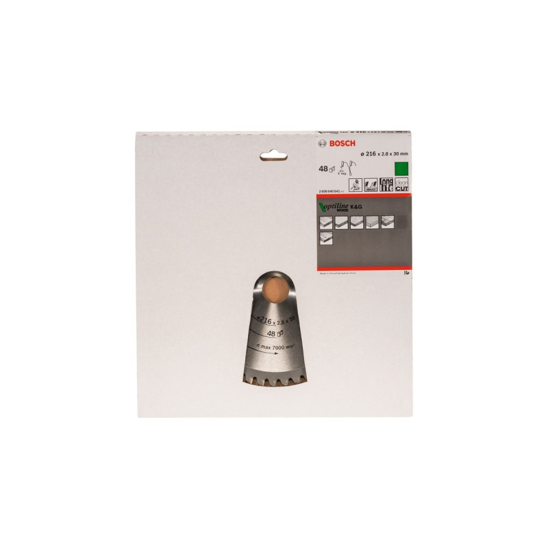 Bosch Kreissägeblatt Optiline Wood, Ø 216mm, 48Z(Bohrung 30mm, für Kapp- & Gehrungssägen)