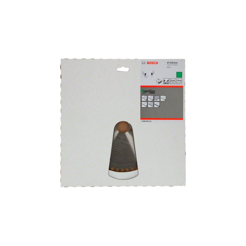 Bosch Kreissägeblatt Optiline Wood, Ø 216mm, 54Z(Bohrung 30mm, für Tischkreissägen)