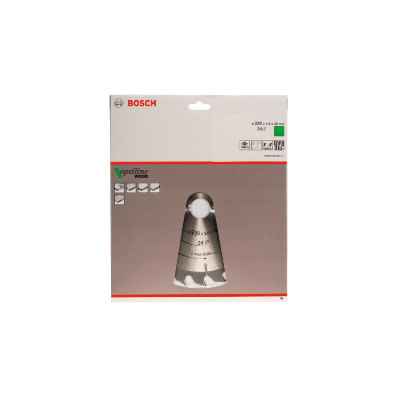 Bosch Kreissägeblatt Optiline Wood, Ø 230mm, 24Z(Bohrung 30mm, für Handkreissägen)