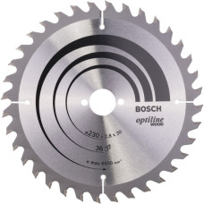 Bosch Kreissägeblatt Optiline Wood, Ø 230mm, 36Z(Bohrung 30mm, für Handkreissägen)