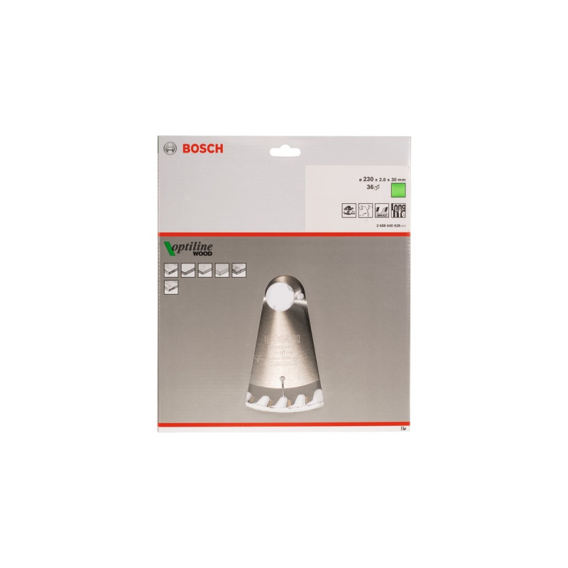 Bosch Kreissägeblatt Optiline Wood, Ø 230mm, 36Z(Bohrung 30mm, für Handkreissägen)