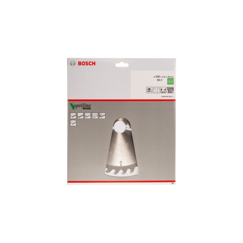 Bosch Kreissägeblatt Optiline Wood, Ø 230mm, 36Z(Bohrung 30mm, für Handkreissägen)