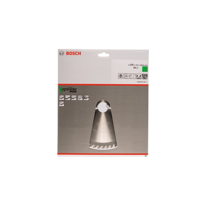 Bosch Kreissägeblatt Optiline Wood, Ø 235mm, 60Z(Bohrung 30mm, für Handkreissägen)