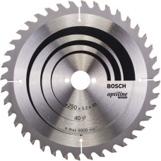 Bosch Kreissägeblatt Optiline Wood, Ø 250mm, 40Z(Bohrung 30mm, für Tischkreissägen)