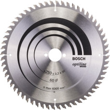 Bosch Kreissägeblatt Optiline Wood, Ø 250mm, 60Z(Bohrung 30mm, für Tischkreissägen)