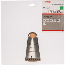 Bosch Kreissägeblatt Optiline Wood, Ø 250mm, 80Z(Bohrung 30mm, für Tischkreissägen)