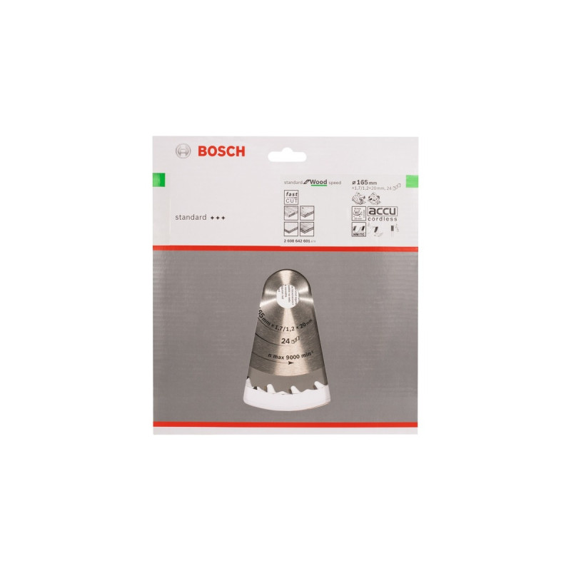 Bosch Kreissägeblatt Speedline Wood, Ø 165mm, 24Z(Bohrung 20mm, für Handkreissägen)