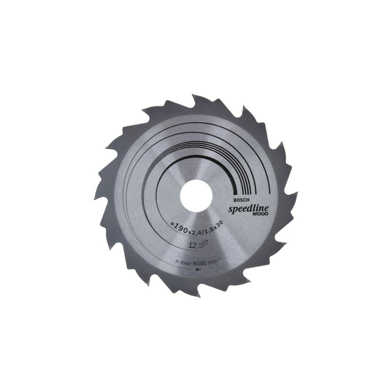 Bosch Kreissägeblatt Speedline Wood, Ø 190mm, 12Z(Bohrung 30mm, für Handkreissägen)