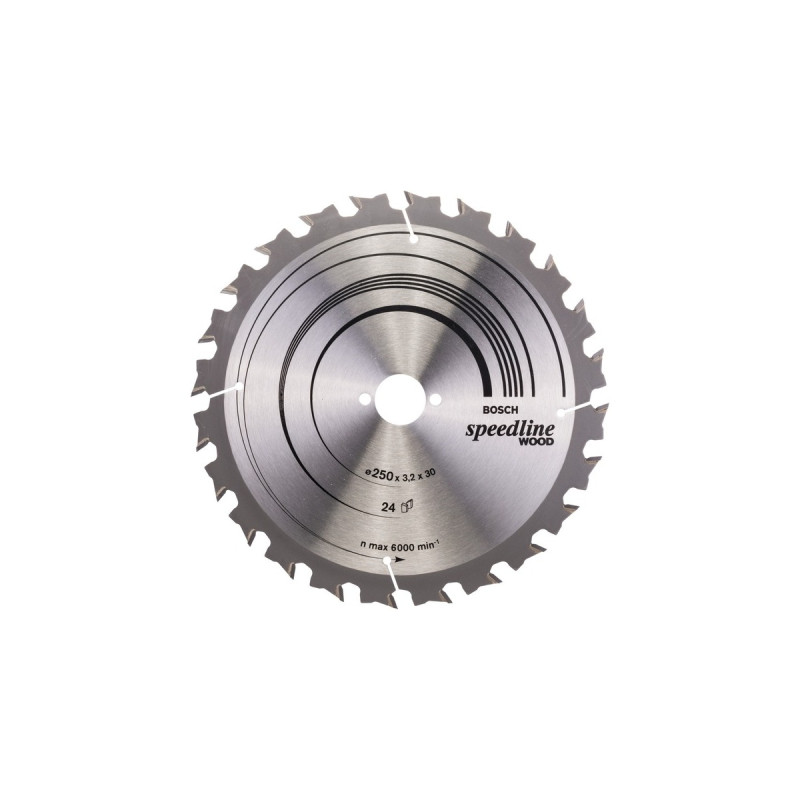 Bosch Kreissägeblatt Speedline Wood, Ø 250mm, 24Z(Bohrung 30mm, für Tischkreissägen)