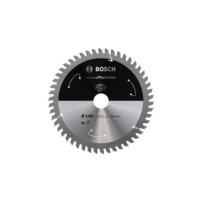 Bosch Kreissägeblatt Standard for Aluminium, Ø 140mm, 50Z(Bohrung 20mm, für Akku-Handkreissägen)