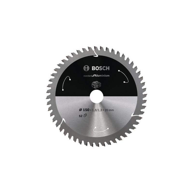 Bosch Kreissägeblatt Standard for Aluminium, Ø 150mm, 52Z(Bohrung 20mm, für Akku-Handkreissägen)