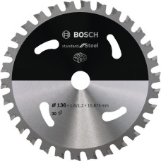 Bosch Kreissägeblatt Standard for Steel, Ø 136mm, 30Z(Bohrung 15,875mm, für Akku-Handkreissägen)