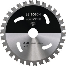 Bosch Kreissägeblatt Standard for Steel, Ø 136mm, 30Z(Bohrung 20mm, für Akku-Handkreissägen)